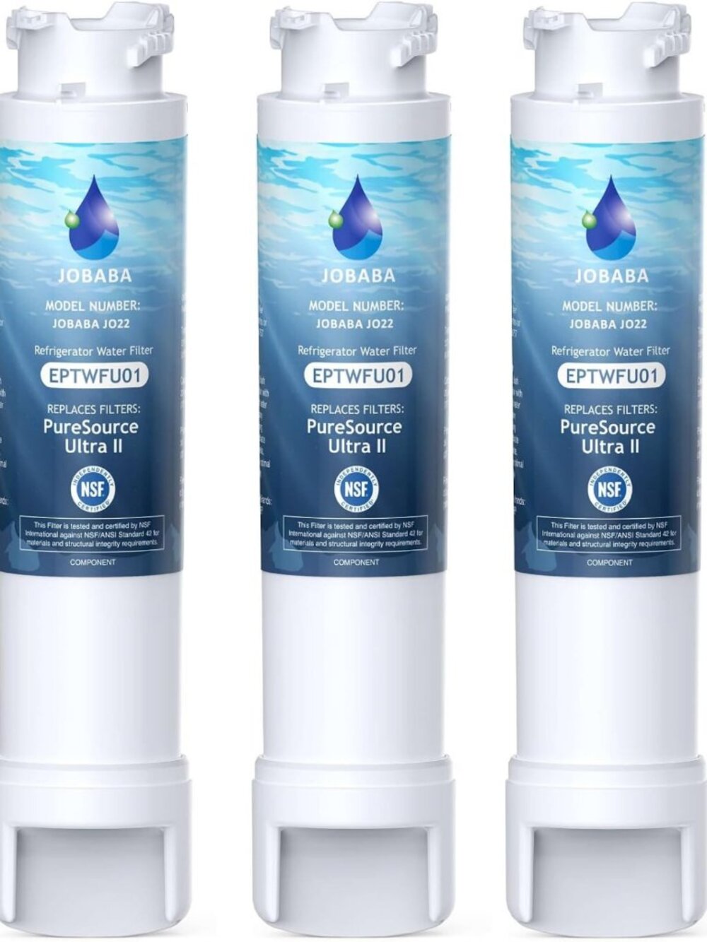 3 Pack Replacement Water Filter for Fridges - Compatible & Easy Install